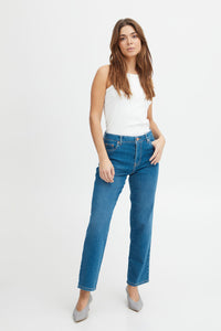 PULZ - Lucy - Mom Fit Jeans - Medium Blue