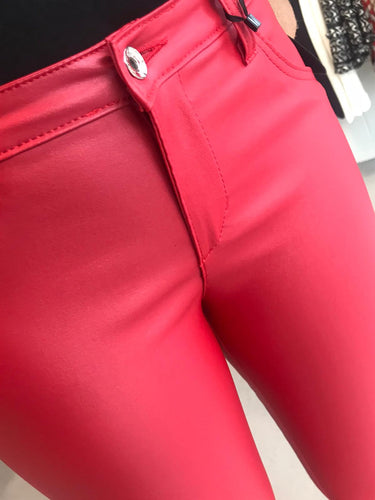 Red PU Pants