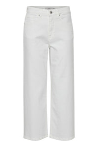 ICHI - Ziggy Wide Leg Crop Jeans - White