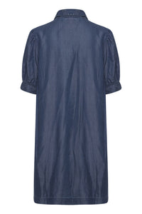 ICHI - Lambray Dress - Dark Blu