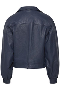 ICHI - Satori Leather Jacket - Navy