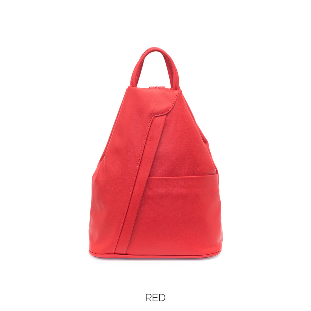 Leather Triangular Backpack ~ Red