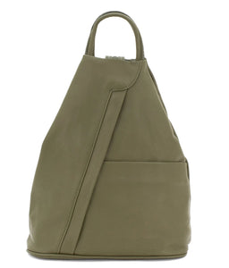 Leather Triangular Backpack ~ Olive