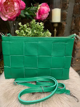 Load image into Gallery viewer, Leather Lattice Clutch Bag - Emerald Green

