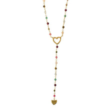 Load image into Gallery viewer, IBU Jewels Heart Drop Multi Stone Necklace ~ NK
