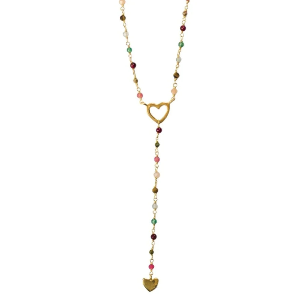 IBU Jewels Heart Drop Multi Stone Necklace ~ NK