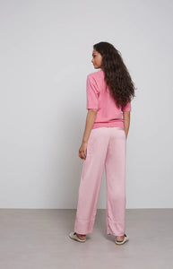 Yaya V Neck Mid Sleeve Sweater ~ Cosmos Pink Melange