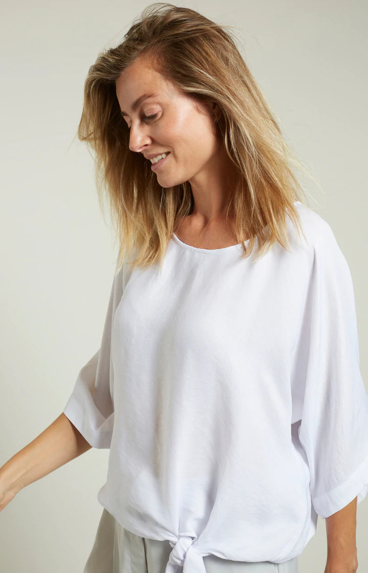 YAYA - Knot Front Top - Pure White